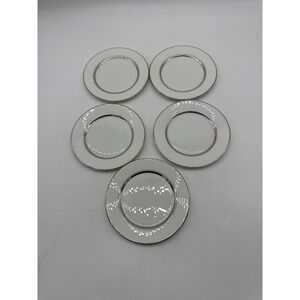 Oxford Bone China Lexington White Platinum Bread‎ Plate 6.25" Set Of 5